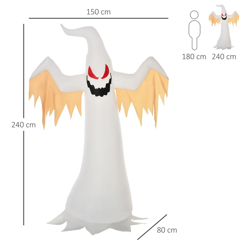 Halloween Aufblasbares Gespenst 240cm LED Beleuchtung Gartendeko