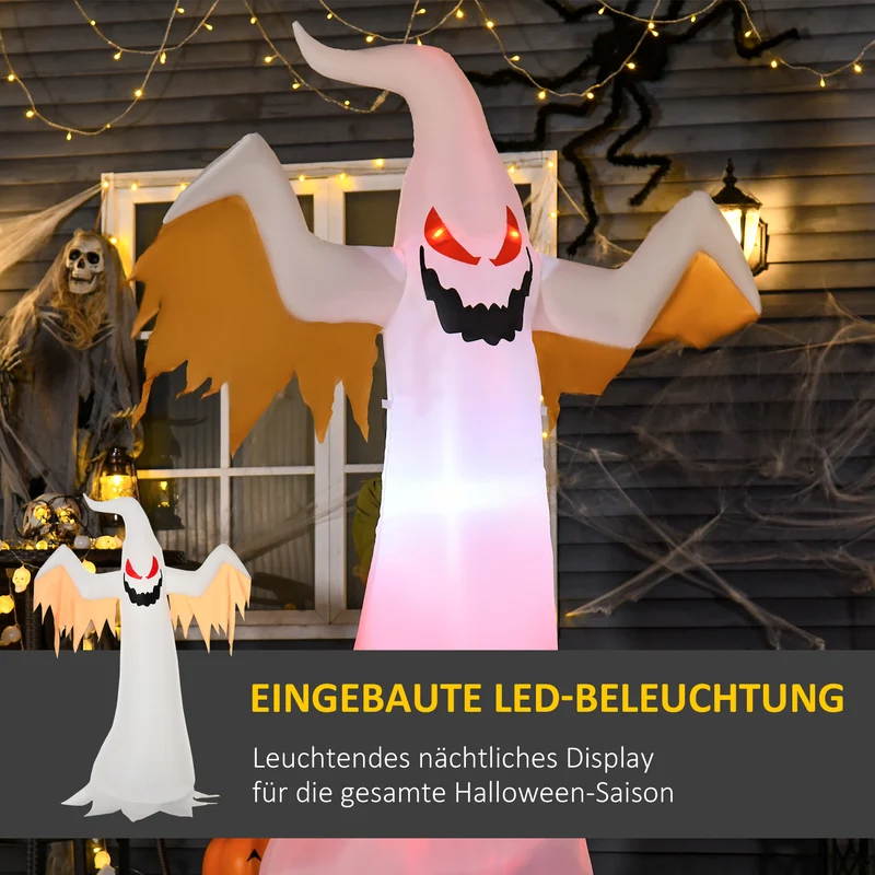 Halloween Aufblasbares Gespenst 240cm LED Beleuchtung Gartendeko