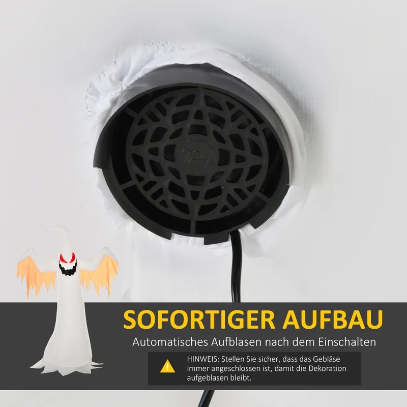 Halloween Aufblasbares Gespenst 240cm LED Beleuchtung Gartendeko