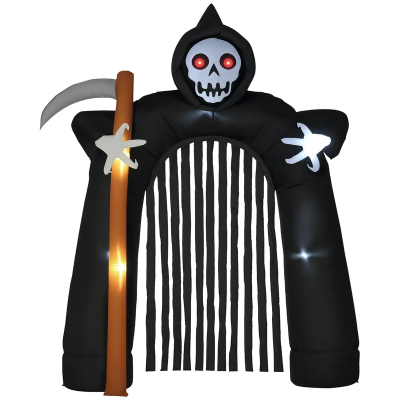 Halloween Sensenmann Torbogen Aufblasbar Gartendeko LED 285cm
