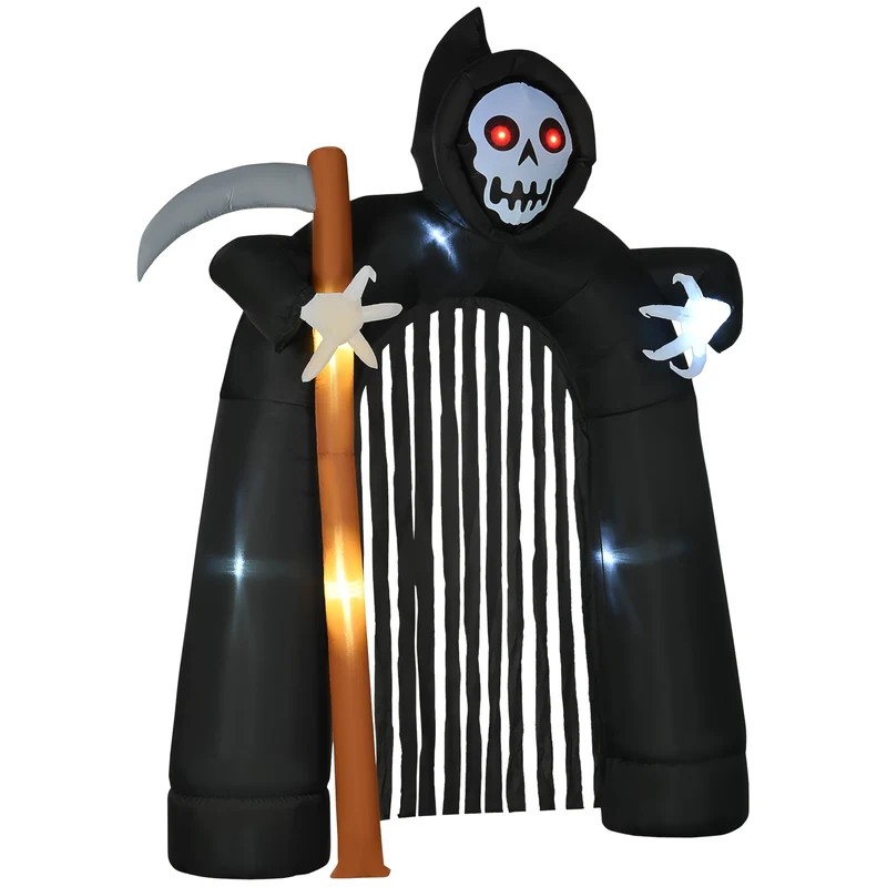 Halloween Sensenmann Torbogen Aufblasbar Gartendeko LED 285cm