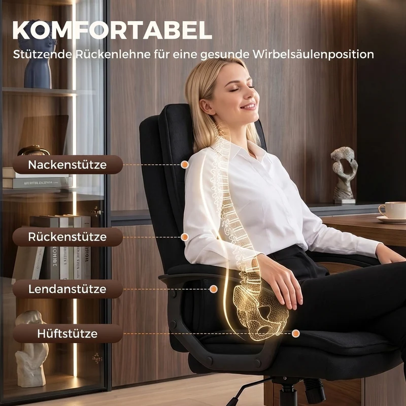 Chefsessel Bürostuhl Höhenverstellbar Wippfunktion Armlehnen