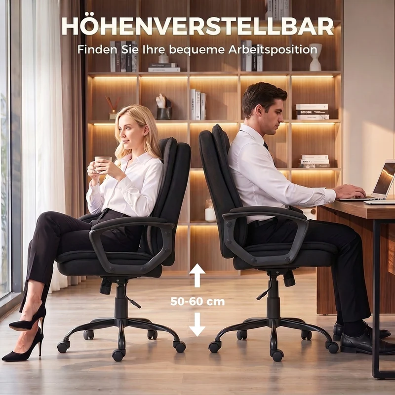 Chefsessel Bürostuhl Höhenverstellbar Wippfunktion Armlehnen