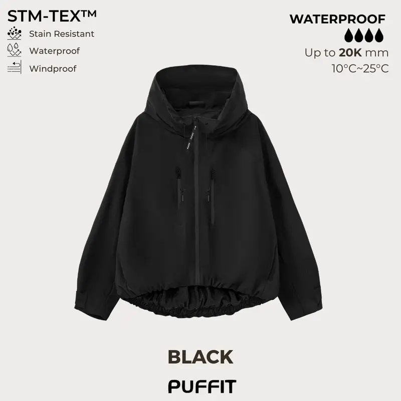 🧥Kapuze mit breiter Krempe💧Kurze, übergroße Regenjacke mit ausgestelltem Saum und verstellbaren Ärmelbündchen