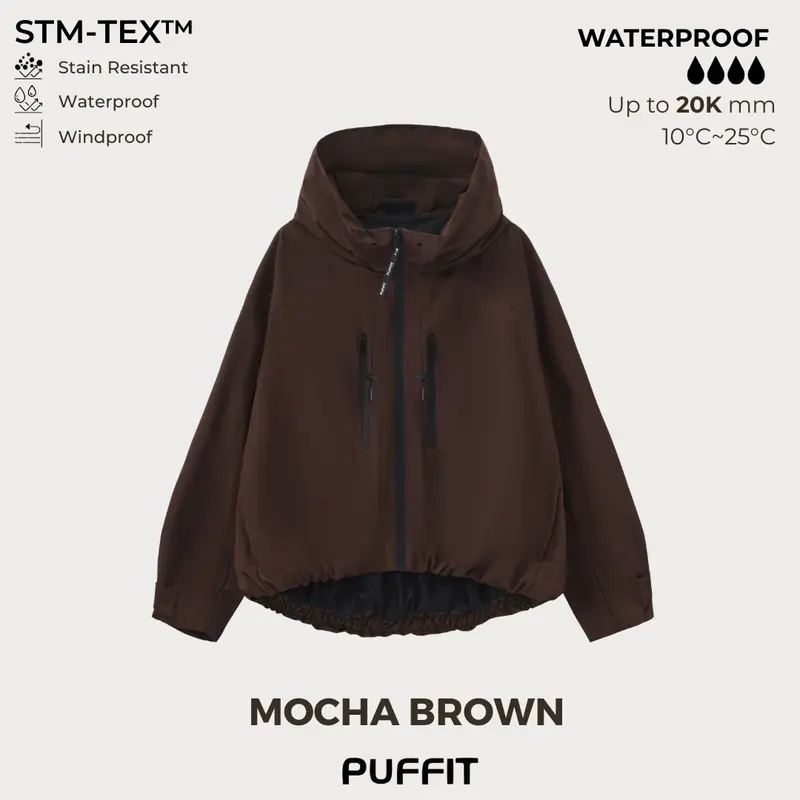 🧥Kapuze mit breiter Krempe💧Kurze, übergroße Regenjacke mit ausgestelltem Saum und verstellbaren Ärmelbündchen