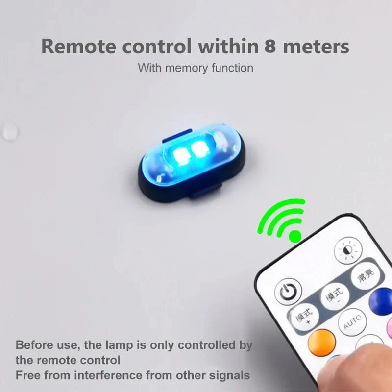 💡🌈 8 Farben LED-Blitzleuchte – USB, wasserdicht, Fernbedienung – für Auto, Drohne, Motorrad & mehr! 🚗
