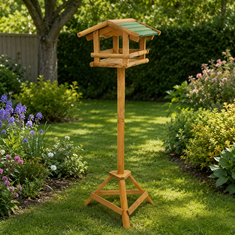 Vogelhaus Ständer Massivholz Futterhaus Gartendeko Deko