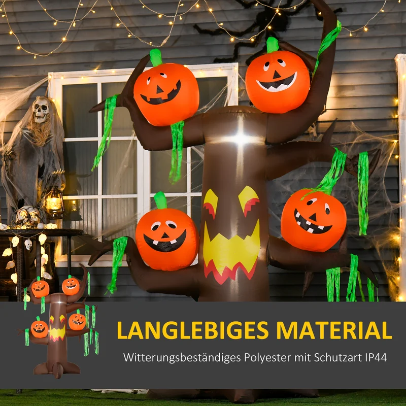 Halloween Aufblasbarer Spukbaum Kürbis Deko Figur LED Beleuchtung