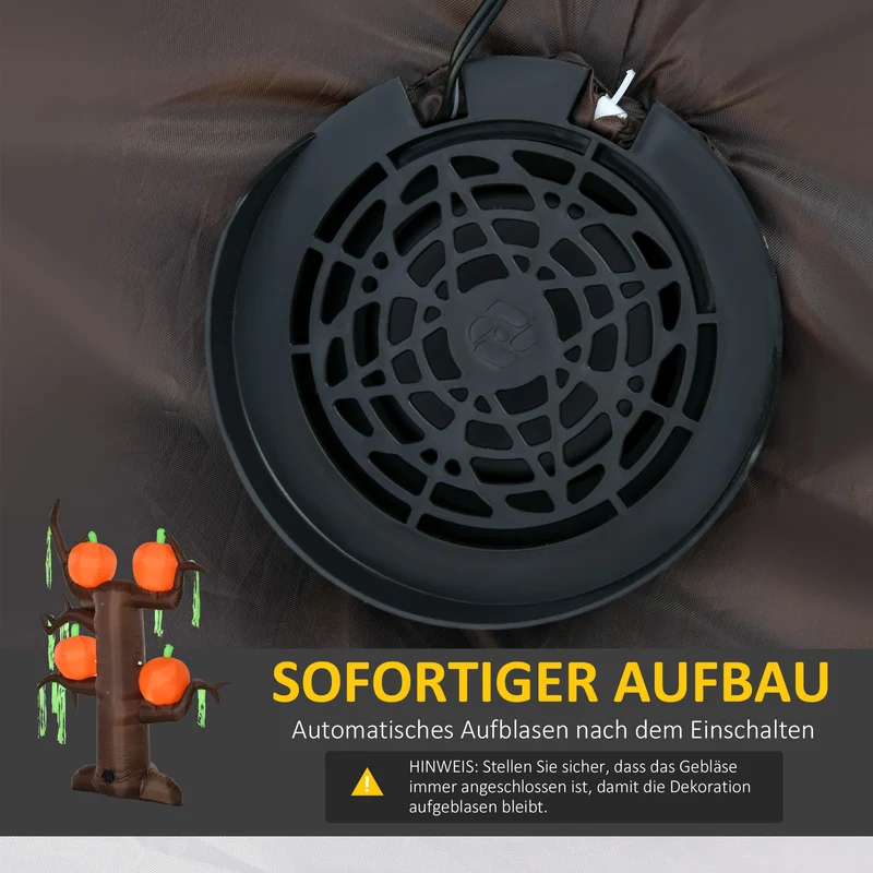 Halloween Aufblasbarer Spukbaum Kürbis Deko Figur LED Beleuchtung