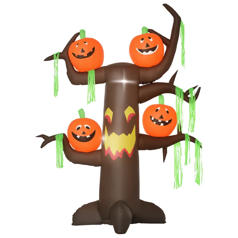 Halloween Aufblasbarer Spukbaum Kürbis Deko Figur LED Beleuchtung