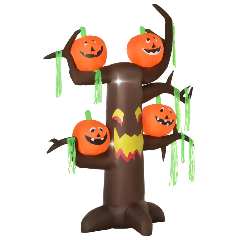 Halloween Aufblasbarer Spukbaum Kürbis Deko Figur LED Beleuchtung