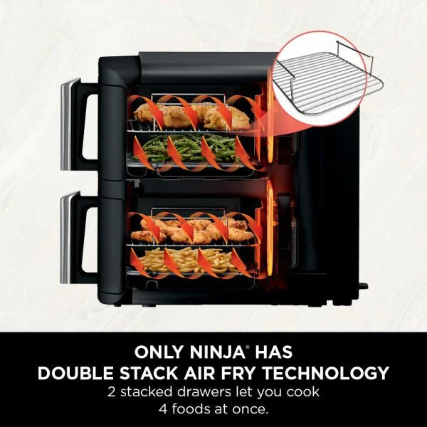 Ninja 7.6L Double Stack 2 Drawer Heißluftfritteuse - Schwarz | SL300UK