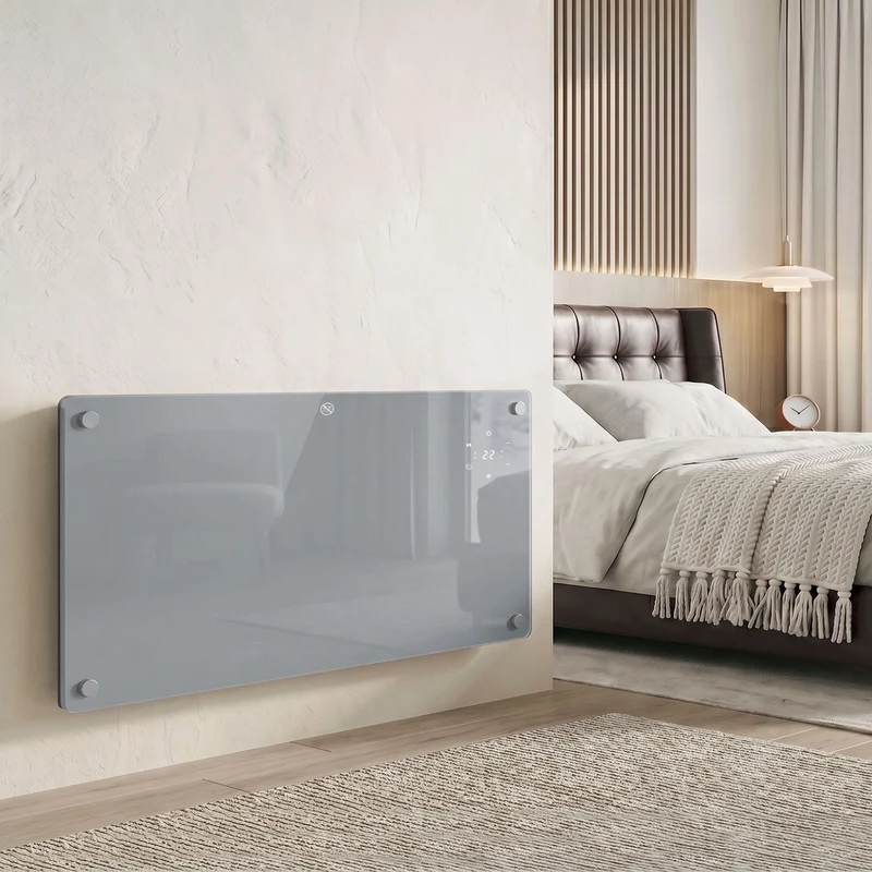 2000W Smart Panel Heater with WiFi and Timer, Wall Mount or Freestanding, Grey