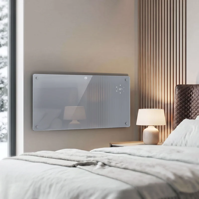 2000W Smart Panel Heater with WiFi and Timer, Wall Mount or Freestanding, Grey