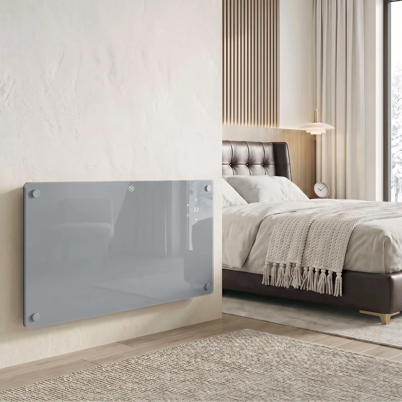 1500W Smart Panel Heater Wall or Freestanding with WiFi, Weekly Timer, Grey