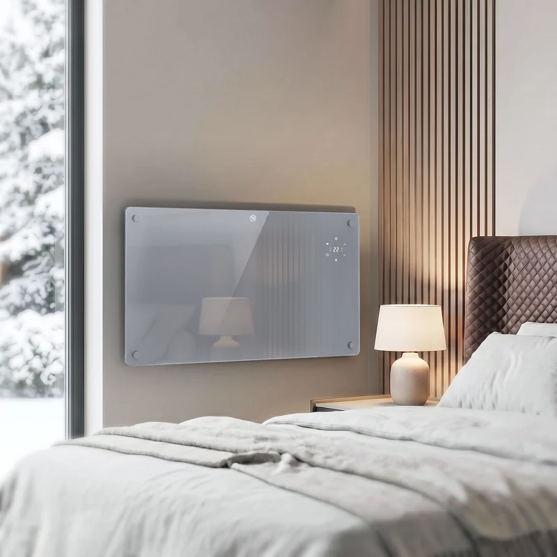 1500W Smart Panel Heater Wall or Freestanding with WiFi, Weekly Timer, Grey