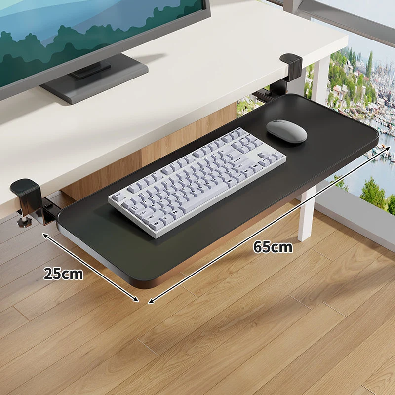 Unter-Desk Herausziehbare Tastaturablage mit Klemmbefestigung und ergonomischer Holzplatte