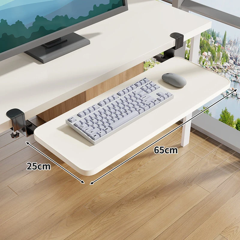 Unter-Desk Herausziehbare Tastaturablage mit Klemmbefestigung und ergonomischer Holzplatte