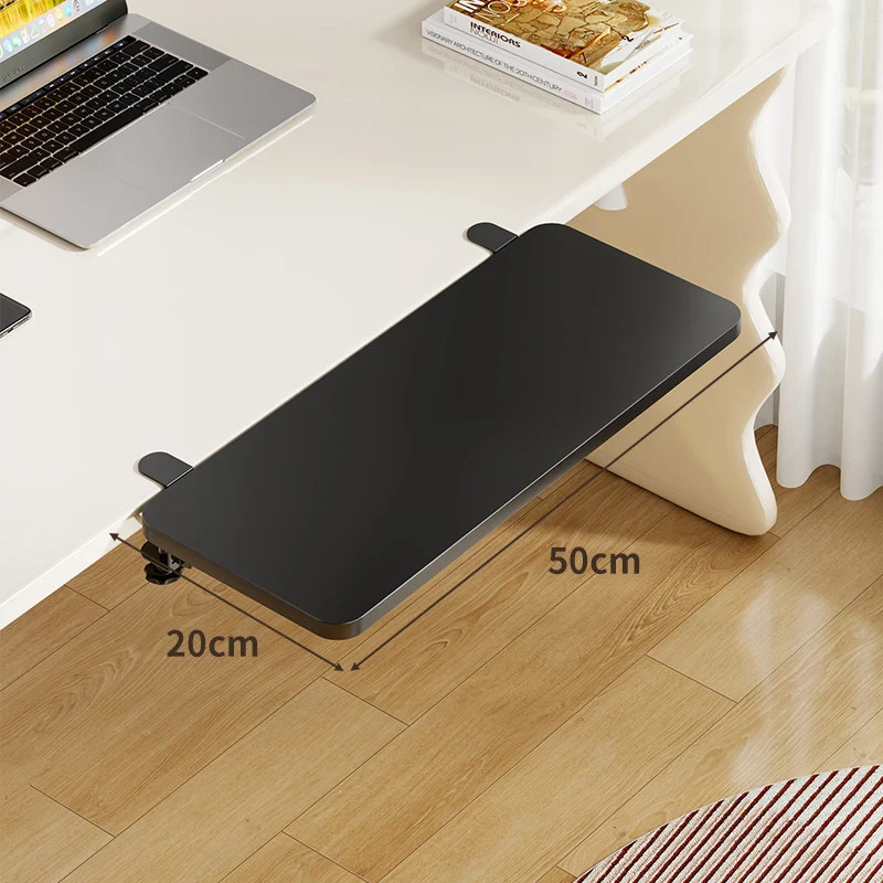 Unter-Desk Bambus Ausziehbare Arbeitsfläche Clamp-Montierte Tastatur- & Mausplattform