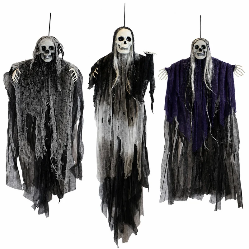 Halloween Skelett Geist 3er Set Geister Deko Gruselig Dekoration