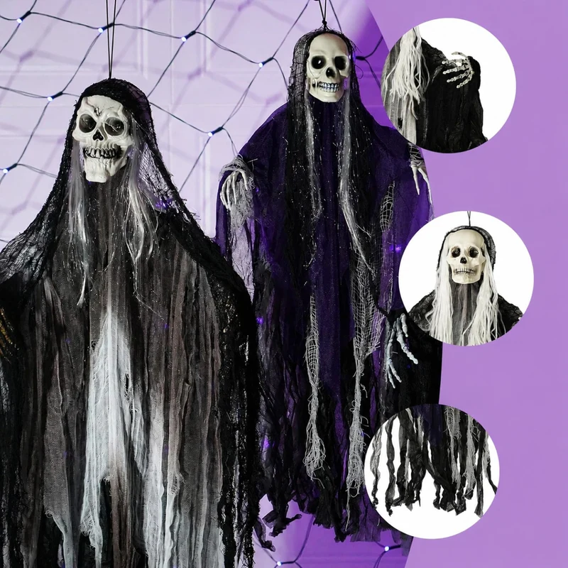 Halloween Skelett Geist 3er Set Geister Deko Gruselig Dekoration
