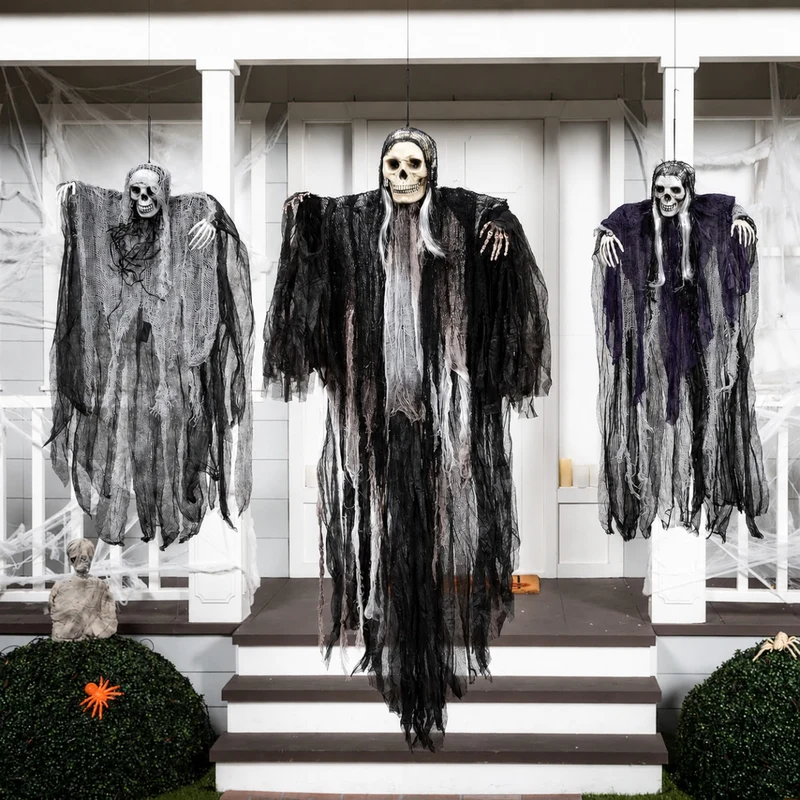 Halloween Skelett Geist 3er Set Geister Deko Gruselig Dekoration