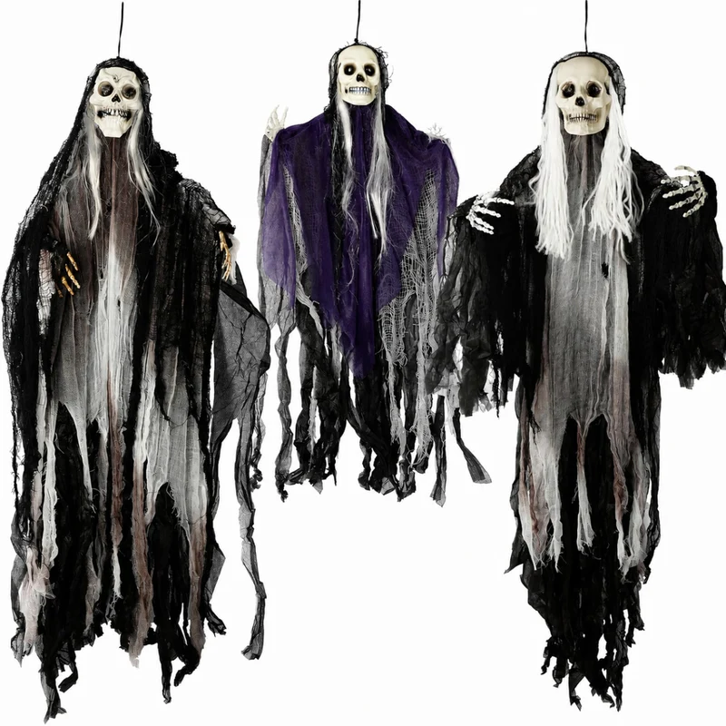 Halloween Skelett Geist 3er Set Geister Deko Gruselig Dekoration