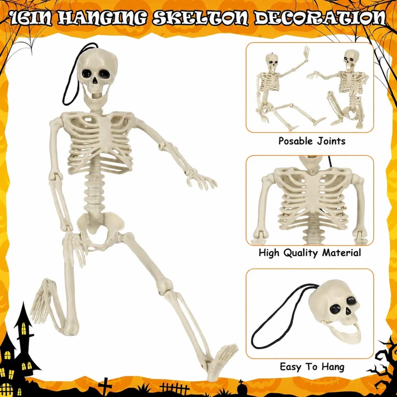 Halloween Skelett 5 Figuren Spinnen Dekoration Spinnennetz Deko