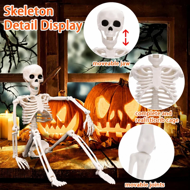 Halloween Skelett 5 Figuren Spinnen Dekoration Spinnennetz Deko