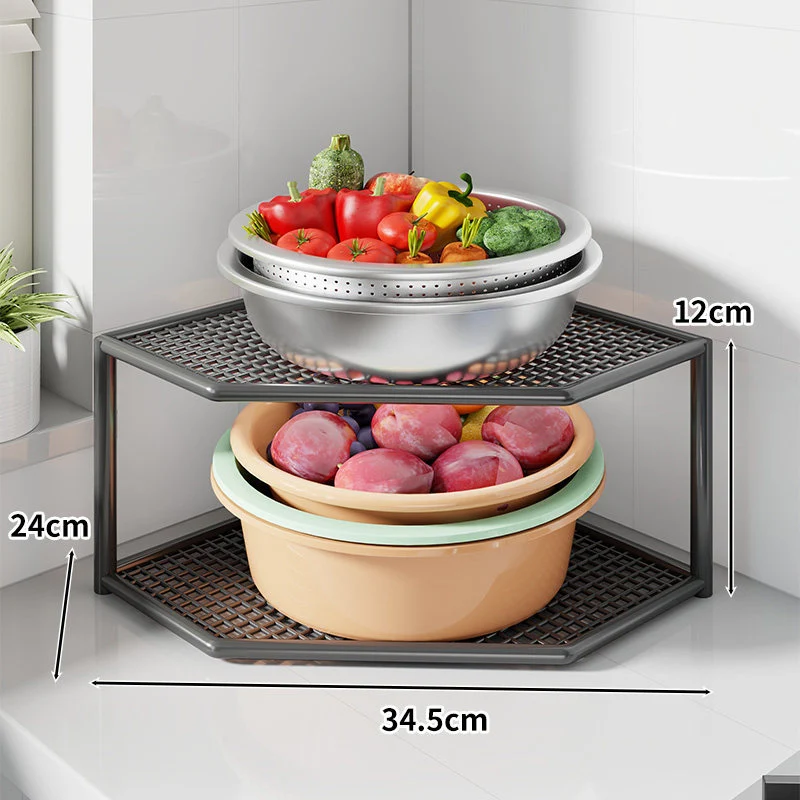 Ecken Drei-Ebenen Metall Mesh Küchentresen Organizer