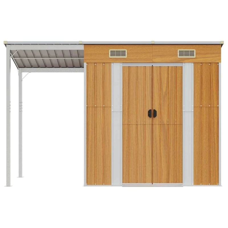 Geräteschuppen Metall Schleppdach 277cm Gerätehaus Stahl Verzinkt