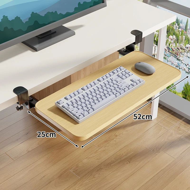 Clamp-Montierter Untertisch Verstellbarer Bambus Tastaturablage