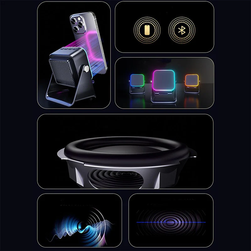 🔥Begrenzten 50%-Rabatts!🔥 5-in-1 Kabelloser Bluetooth-Lautsprecher mit Induktionsfunktion und verstellbarer Handyhalterung