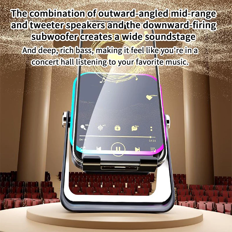 🔥Begrenzten 50%-Rabatts!🔥 5-in-1 Kabelloser Bluetooth-Lautsprecher mit Induktionsfunktion und verstellbarer Handyhalterung