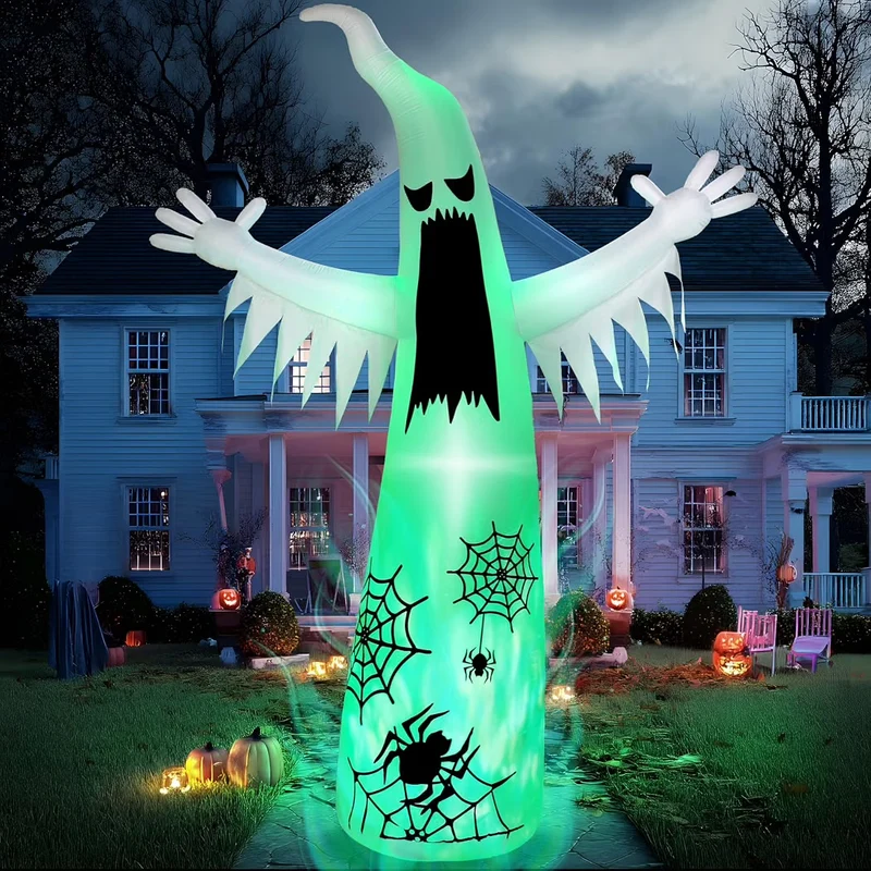 Halloween 3,6m Aufblasbarer Geist Außendekoration Beleuchtung 3-Farbig