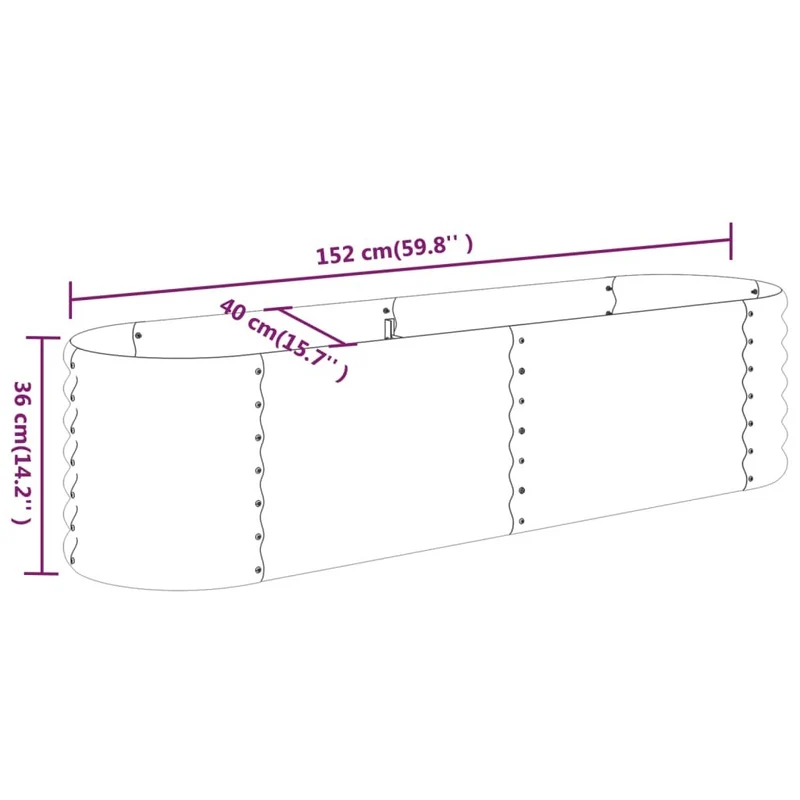 Hochbeet Pflanzbeet Stahl Verzinkt 152x40x36cm Garten Beet