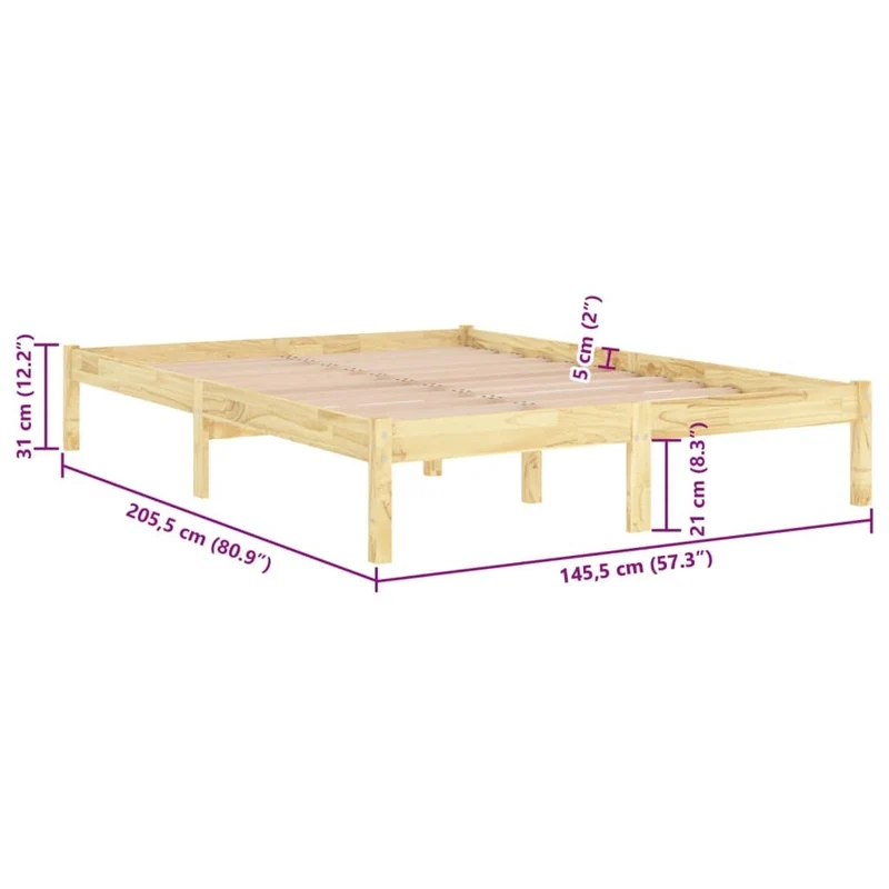 Bettgestell Massivholz Kiefer 140x200cm Doppelbett Holzbett
