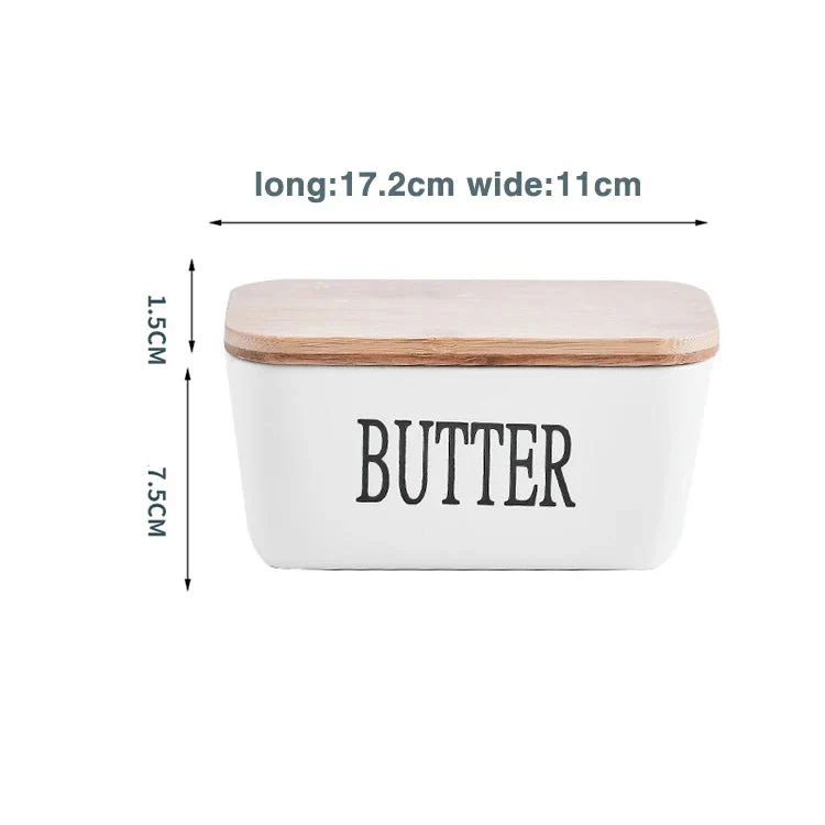 Skanto Skanto | Rechteckige Keramik-Butterdose, versiegelter Aufbewahrungsbehälter, Western-Käsetopf, Butterdose zur Aufbewahrung für Restaurants 15x8,5 cm
