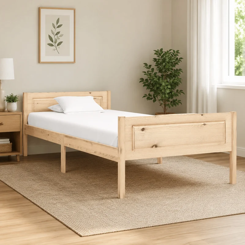 Massivholzbett 90x200 Bettgestell Holzbett Schlafzimmer Einzelbett