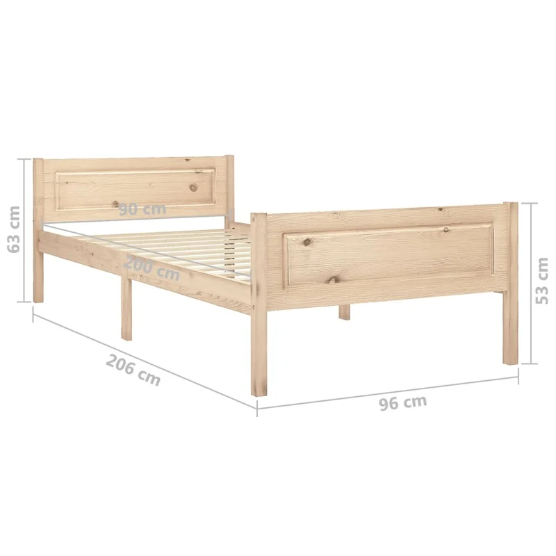 Massivholzbett 90x200 Bettgestell Holzbett Schlafzimmer Einzelbett