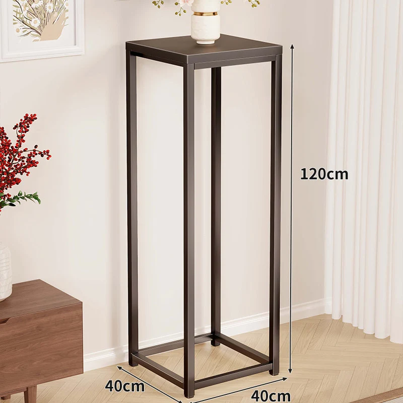 Hoher Metallpflanzenständer Pedestal mit quadratischer Oberseite Minimalistischer Rahmen