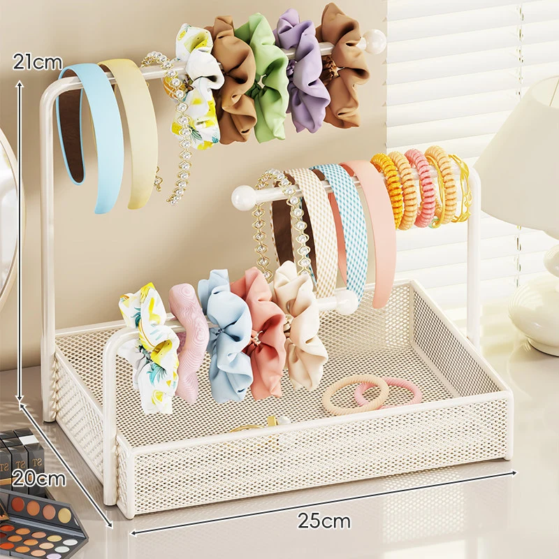 Zwei-Ebenen-Mesh-Tablett Vanity Haaraccessoire & Schmuckorganizer-Ständer