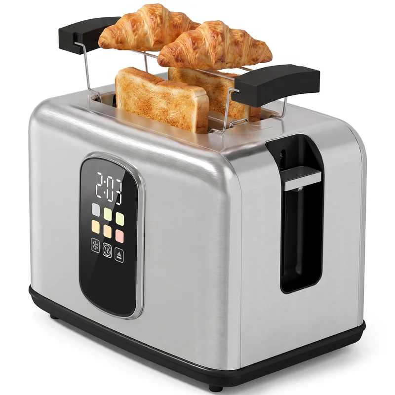 2-Slice Smart Toaster with Touchscreen & LED Timer, 6 Levels, Warming Rack