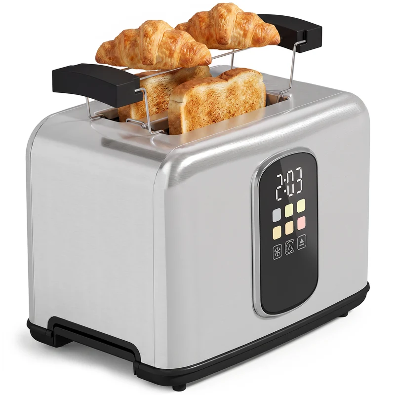 2-Slice Smart Toaster with Touchscreen & LED Timer, 6 Levels, Warming Rack
