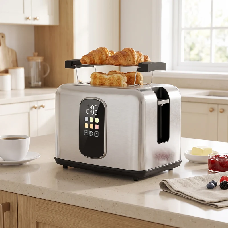 2-Slice Smart Toaster with Touchscreen & LED Timer, 6 Levels, Warming Rack