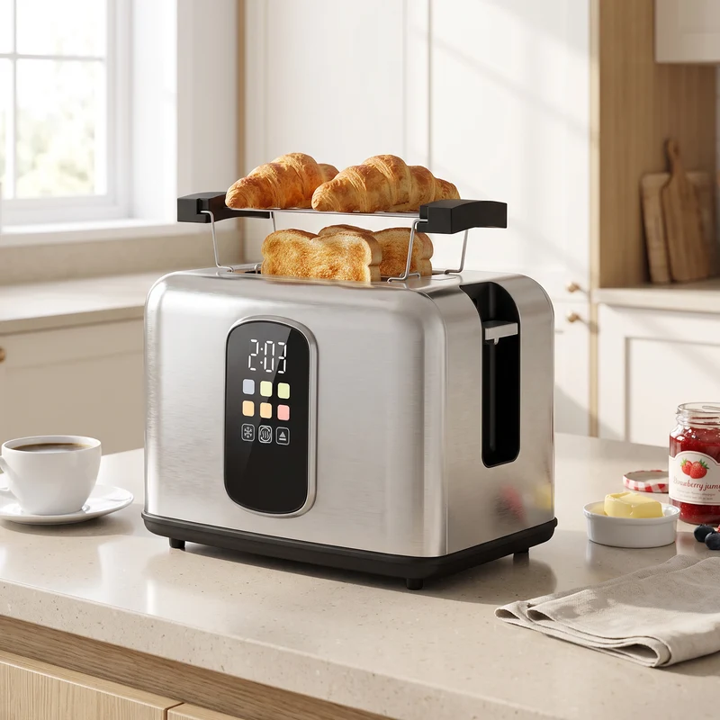 2-Slice Smart Toaster with Touchscreen & LED Timer, 6 Levels, Warming Rack