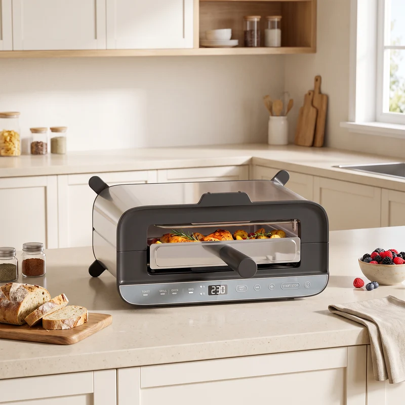 3-in-1 Mini Oven 4.9L with Long-Slot Toaster & Grill, Stainless Steel, 1700W