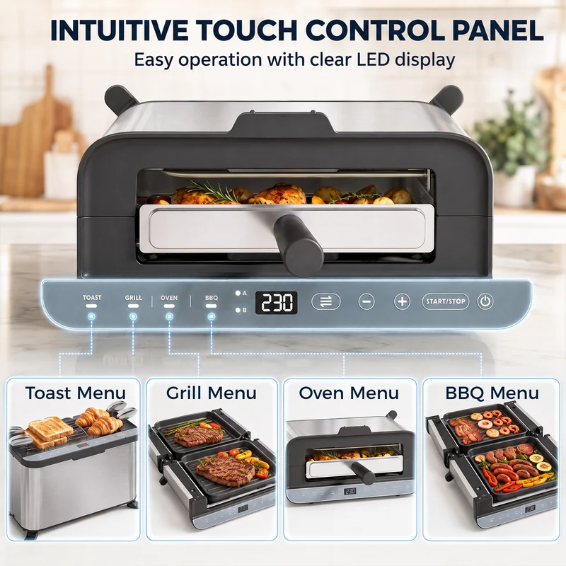 3-in-1 Mini Oven 4.9L with Long-Slot Toaster & Grill, Stainless Steel, 1700W