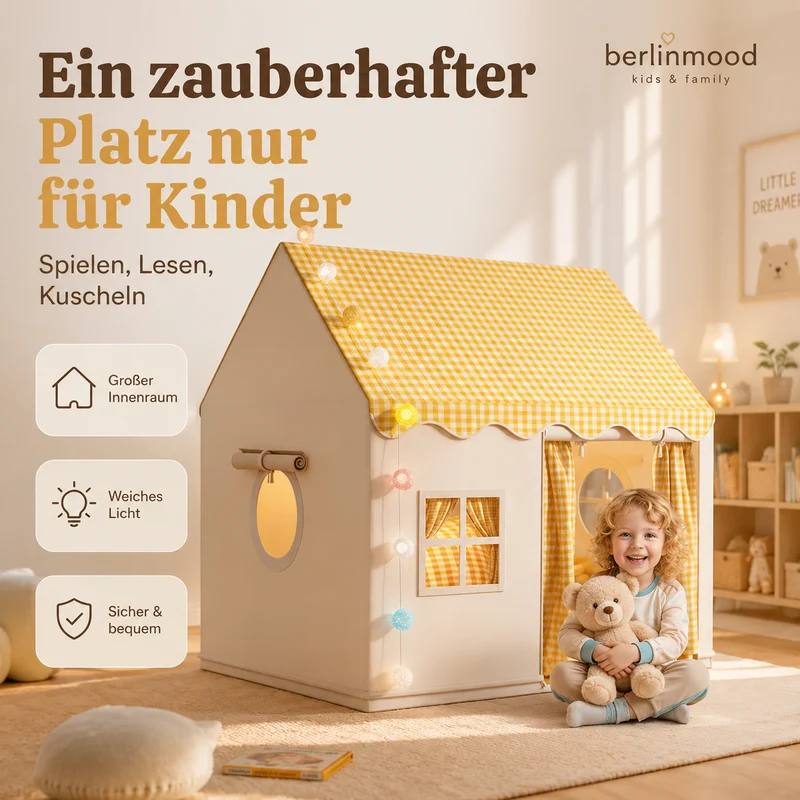 🏰 JETZT 50 % RABATT! ⏰ Kinderspielzelt „Schloss“ – Geräumig und einfach aufzubauen – Atmungsaktiver Stoff, ideal für Spaß drinnen und draußen – regt zum fantasievollen Spielen an ✨🧸
