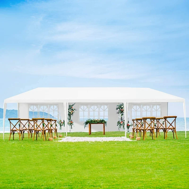 Pavillon 3x9m Partyzelt Gartenzelt 5 abnehmbare Seitenwände Stahl